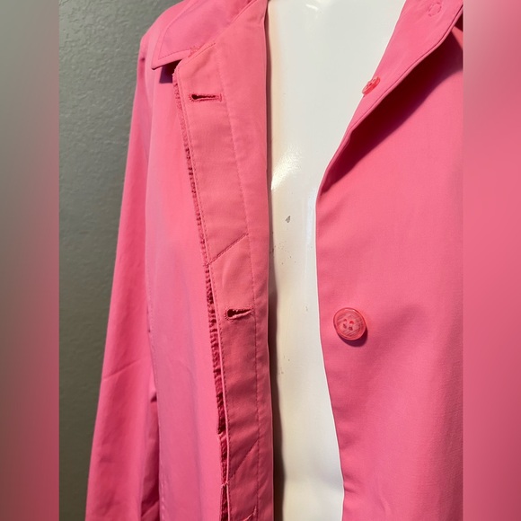 Jones New York Women’s Vibrant Pink Trench Rain Coat Single Breast  Size M - Picture 7 of 15